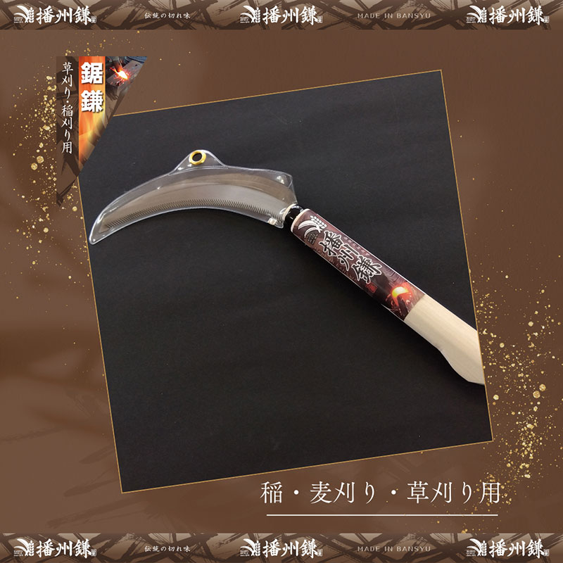 播州鎌 鋸鎌(中目)「180041」　麦刈り 稲刈り