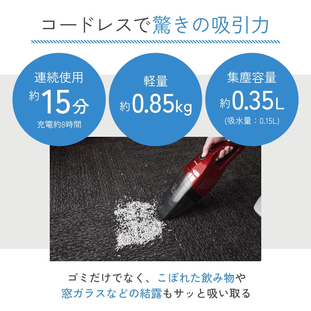 クリーナー YAMAZEN 山善 ハンディクリーナー ZHG-NW48(R) 掃除機 コードレス ハンディタイプ テーブル 車 吸水 隙間 家電 電化製品 掃除 清掃 加西市 兵庫県
