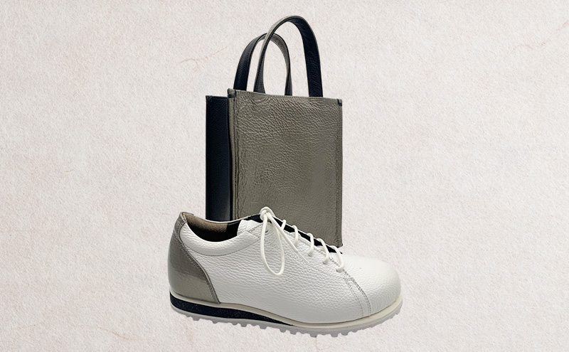 オーダーシューズとお揃い ゴルフ用ポーチ 牛キップ材