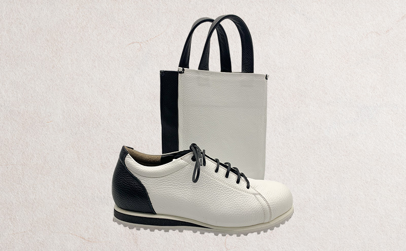 オーダーシューズとお揃い ゴルフ用ポーチ 牛キップ材