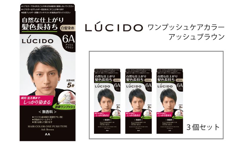 マンダム ルシード ワンプッシュケアカラー アッシュブラウン 3個セット MA-15 LUCIDO 毛染め 白髪 カラーリング 男性化粧品 アッシュブラウン