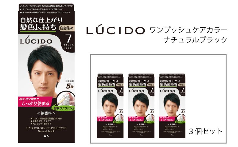 マンダム ルシード ワンプッシュケアカラー ナチュラルブラック 3個セット MA-17 LUCIDO 毛染め 白髪 カラーリング 男性化粧品