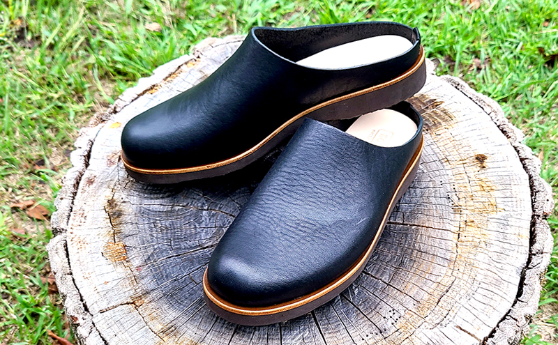 レディース サボサンダル 本革 婦人靴 日本製 撥水 シューズ 雨の日にも履ける スリッポン スリッパサンダル KOTOKA（コトカ）たつの蝋引き まほろばサボ No.KTO-7334 ブラック レディースLサイズ