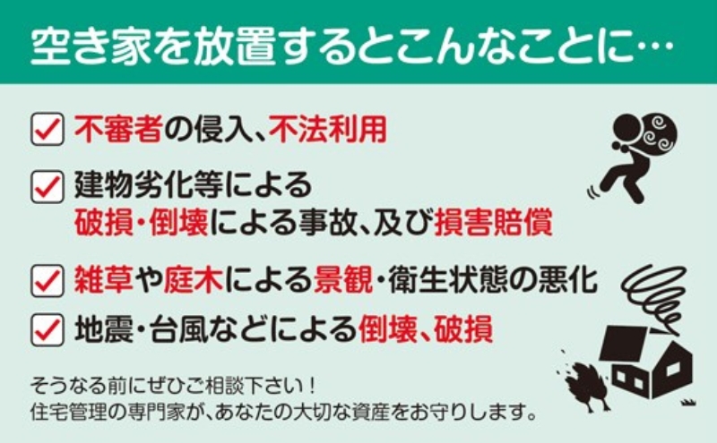 空き家の管理・見回り（屋外+室内）年間6回のしっかり巡回プラン 不動産コンサルティングマスター 古民家鑑定士 建築士 ホームインスペクター 建物外部目視点検 郵便受け・庭木の確認 管理看板の設置 全室換気 通水 防犯確認 雨漏り等確認 奈良県 大和郡山市 送料無料