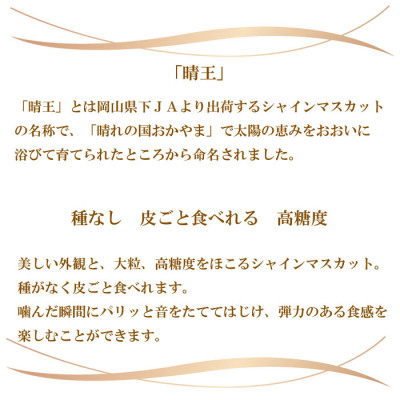 【2026年8月下旬より発送】岡山県産 シャインマスカット 晴王 2kg(3房～6房) ぶどう 葡萄 ブドウ フルーツ 果物