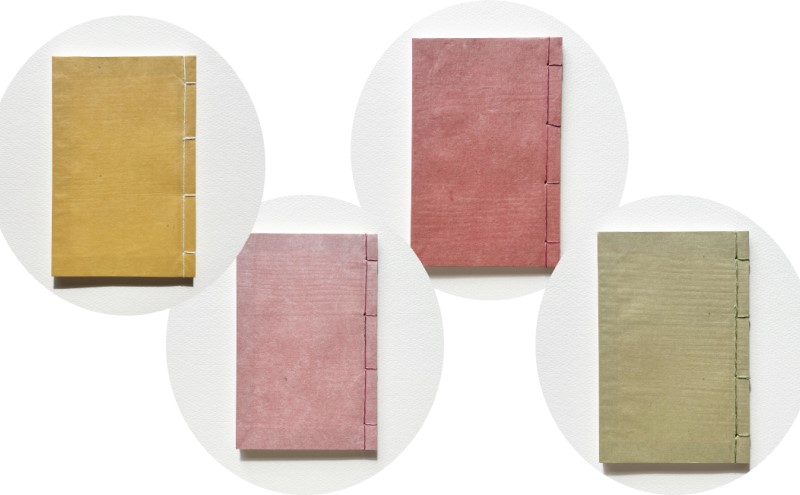 ベンガラノート 無地 ベンガラ ノート 和紙 和風 家系図 芳名帳 俳句帳 岡山 高梁市　黄