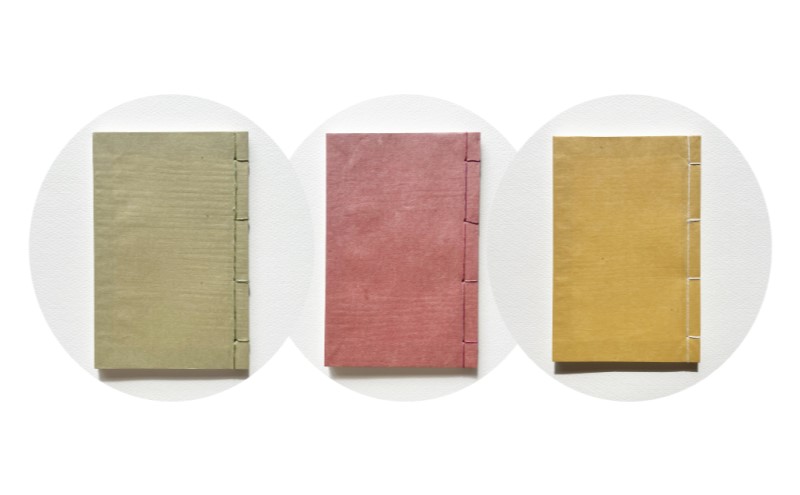 ベンガラノート 縦罫 ノート 和紙 和風 家系図 芳名帳 俳句帳 岡山 高梁市　黄