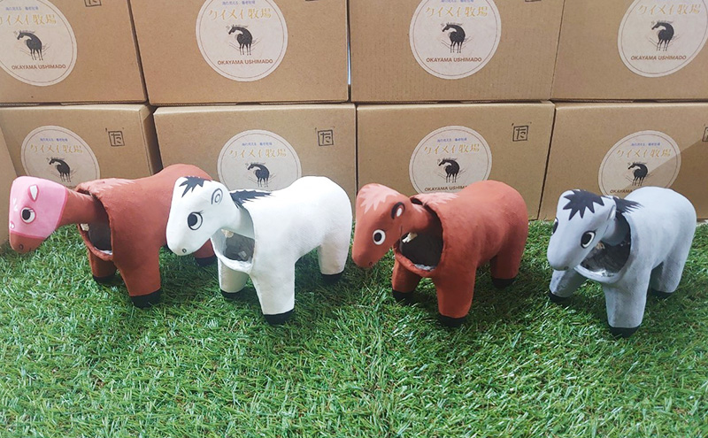 張子の馬 トントントントロ＆グラマー 4頭 セット 馬 うま 置物 インテリア 張子 張り子 干支 手造り オリジナル