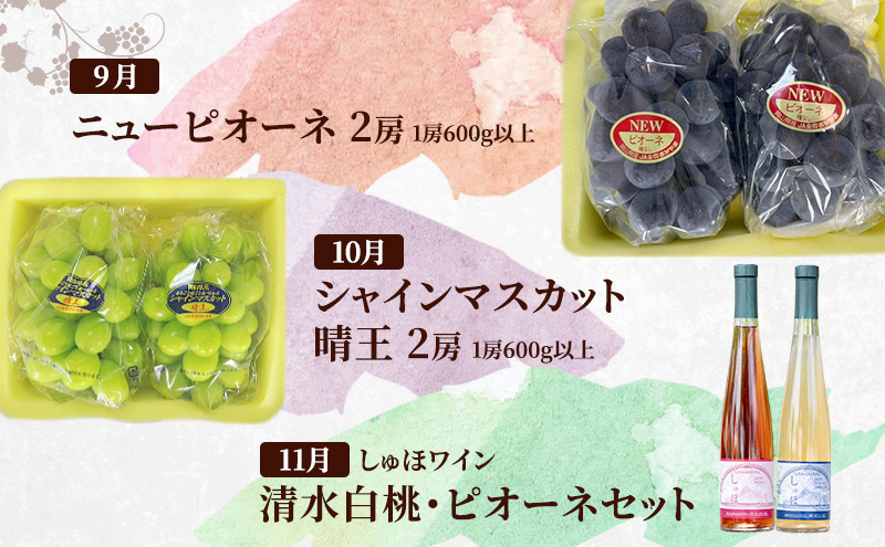 定期便［2025年先行予約］ ドイツの森 是里ワイナリーの人気商品と岡山の人気果物を堪能！ 定期便 5回コース ドイツの森 ソーセージ4種セット ワイン 果物 白桃 ぶどう ニューピオーネ シャインマスカット