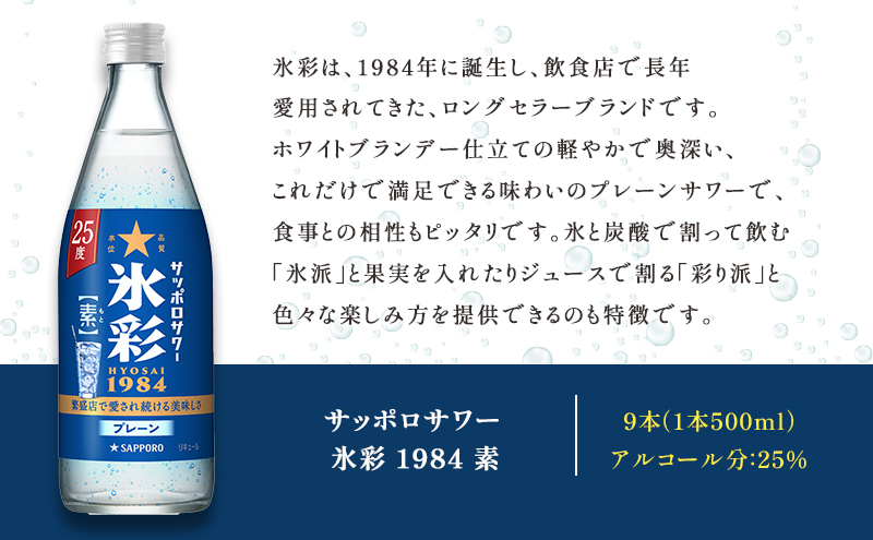 サッポロサワー 氷彩1984 素 25度 びん500ml 9本セット サワー 岡山 お酒 洋酒 リキュール類 アルコール