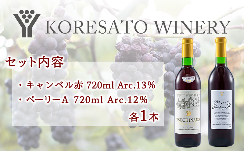 是里 ワイン 果実酒 キャンベル赤 ベーリーA 720ml 各1本 岡山 赤磐市 お酒