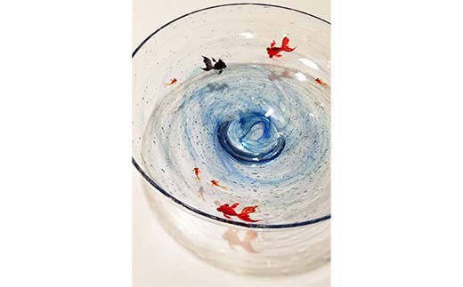 ＜ガラス作家 松尾具美＞大鉢「水光」 硝子 ガラス 大鉢 鉢 金魚 めだか 松尾具美 贈り物 ギフト F6L-1269