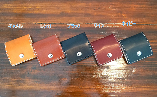 本革製コインケース 縦7.5cm×横7.5cm＜ネイビー＞ 牛革 本革 小型 スクエア型 コインケース 小銭入れ ハンドメイド 国産牛革 革製品 贈り物 ギフト 国産 ネイビー F6L-191 ネイビー