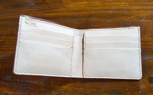 本革製二つ折り札入れ (コインケースなし)＜ネイビー＞ ハンドメイド 国産牛ヌメ革 二つ折り 札入れ 財布 本革 レザー 革製品 贈り物 ギフト ネイビー F6L-290 ネイビー