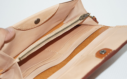 本革製長財布 (小銭・カード・お札ほか)＜ネイビー＞ 国産牛ヌメ革 ハンドメイド 財布 長財布 ウォレット 本革 レザー 革製品 贈り物 ギフト ネイビー F6L-296 ネイビー