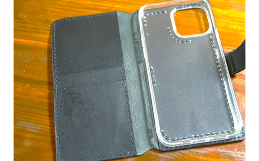 本革製手帳型iPhoneカバー iPhone13ProMax用 ＜ダークブラウン＞ 国産牛ヌメ革 ハンドメイド スマホ 手帳型 カバー iPhone iPhone13ProMax 本革 レザー 革製品 ダークブラウン F6L-341 ダークブラウン