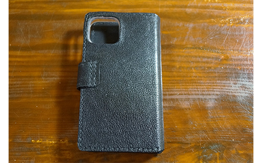 本革製手帳型iPhoneカバー iPhone13mini用 ＜ネイビー＞ 国産牛ヌメ革 ハンドメイド スマホ 手帳型 カバー iPhone iPhone13mini 本革 レザー 革製品 ネイビー F6L-350 ネイビー