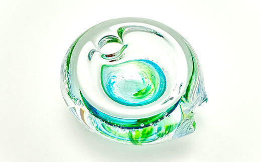 ＜ガラス作家 池本美和＞游水 ゆうすい ＜黄緑×水色＞ 硝子 ガラス 一輪挿し ペン立て 池本美和 贈り物 ギフト F6L-442 黄緑×水色