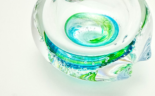 ＜ガラス作家 池本美和＞游水 ゆうすい ＜黄緑×水色＞ 硝子 ガラス 一輪挿し ペン立て 池本美和 贈り物 ギフト F6L-442 黄緑×水色