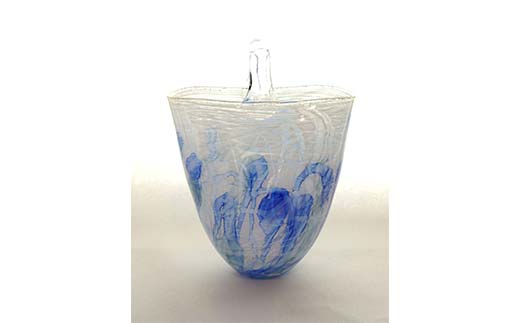 【ギフト用】花入れ「水彩バスケット」＜ガラス作家 池本美和＞ F6L-487 【ギフト用】水彩バスケット