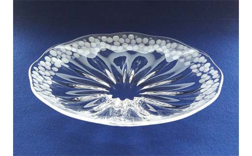 ＜ガラス作家 池本美和＞皿「Raindrops」No1 吹きガラス 硝子 ガラス 皿 池本美和 贈り物 ギフト F6L-496 「Raindrops」No1