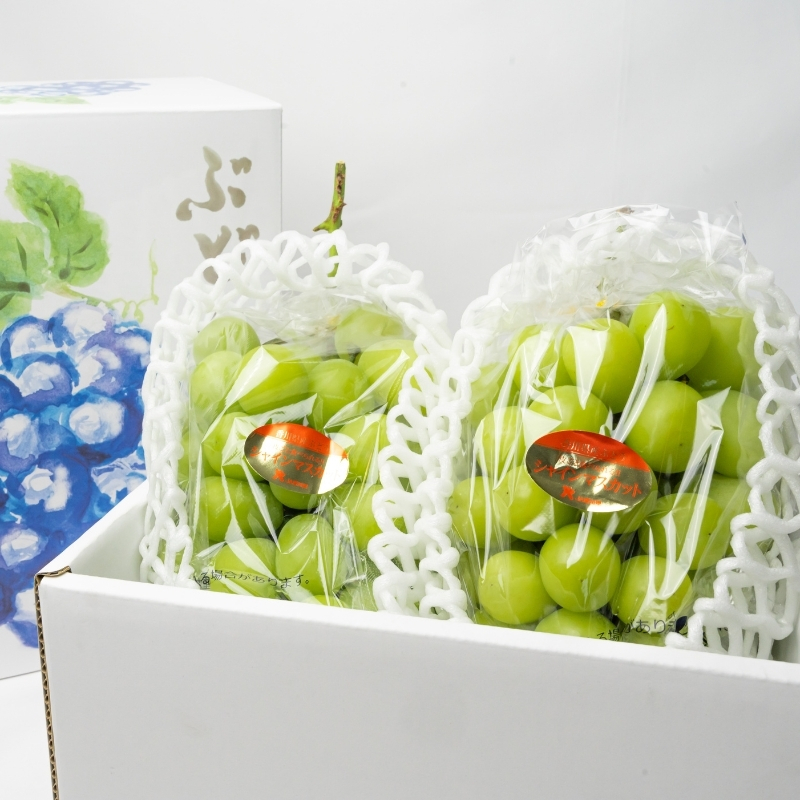 ハウス育ち シャインマスカット約１kg　2房化粧箱入り 果物類 フルーツ 果物 ぶどう 葡萄 約1kg