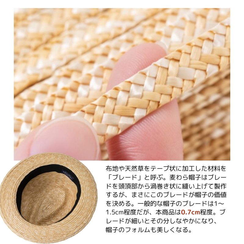 【藤巻百貨店×丸高製帽所】麦わら 中折れ帽 (ブラック) ファッション小物 帽子