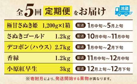 季節の恵み5回定期便A | 果物 フルーツ 青果 青果物 デザート スイーツ 果実 旬 季節 旬の果物 季節の果物 生鮮食品 生鮮 贈答 贈り物 ギフト プレゼント おすそ分け お祝い 内祝い ご褒美 人気 グルメ お取り寄せ 特産品 特産 国産 香川県 三木町 |_mk165-t031