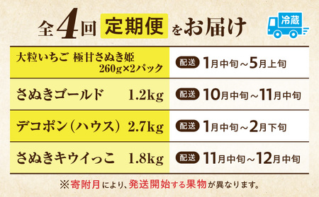 季節の恵み4回定期便I | 果物 フルーツ 青果 青果物 デザート スイーツ 果実 旬 季節 旬の果物 季節の果物 生鮮食品 生鮮 贈答 贈り物 ギフト プレゼント おすそ分け お祝い 内祝い ご褒美 人気 グルメ お取り寄せ 特産品 特産 国産 香川県 三木町 |_mk165-t047