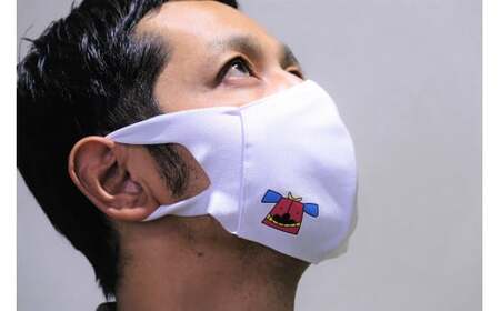 スポーツマスク（獅子キャラクター「舞ちゃん」プリント入り）紳士用ホワイト×2枚＋紳士用ブラック1枚セット| 紳士用 スポーツ スポーツマスク ホワイト ブラック 速乾性 消臭機能付き 舞ちゃん 日本製 ギフト 職人 手作り 香川県 伸縮素材 国内 国産 レガン |_mk020-039