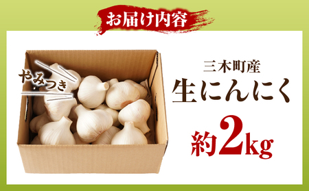 三木町産　生にんにく　約2kg にんにく ガーリック 肉厚 野菜 食材 国産 国産にんにく 薬味 調味 スタミナ 料理 贈答 贈り物 ギフト おすそ分け ストック 生鮮食品 食品 グルメ お取り寄せ おすすめ 特産 特産品 人気 自宅用 家庭用 香川県 三木町 _mk006-039