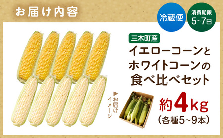 三木町産　イエローコーンとホワイトコーンの食べ比べセット | とうもろこし ホワイトコーン イエローコーン 食べ比べ セット 食べ比べセット 詰め合わせ 野菜 旬 旬の野菜 季節の野菜 グルメ お取り寄せ 人気 おすすめ 香川県 三木町 |_mk006-041