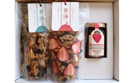 女峰いちごを贅沢に使ったグラノーラ＆ジャム ≪IDOMALL セレクト≫|スイーツ いちご ストロベリー 女峰 苺 ジャム いちごジャム フルーツ 旬 果物 香川県 デザート 青果物 贈答 プレゼント 贈り物 おすすめ|_mk048-009