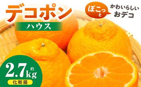 デコポン(ハウス)　化粧箱2.7kg | デコポン みかん フルーツ 果物 旬 柑橘 デザート お裾分け 旬 旬の果物 おすすめ 人気 デザート 生鮮食品 果実 お取り寄せ 贈答用 贈り物 柑橘類 季節 季節の果物 柑橘系 香川県 三木町 |_mk165-006