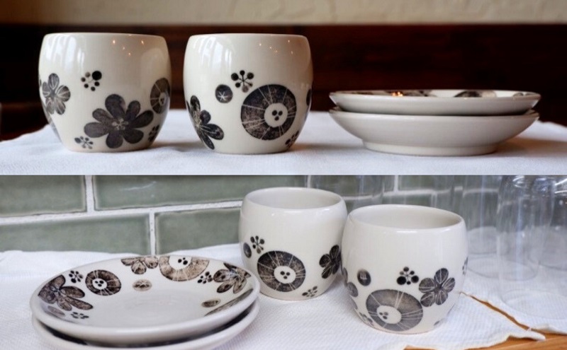 ＜砥部焼＞ペアブレイクセット （ブーケ柄とりわけサイズ4寸皿2点＆まぁるいカップ2点）【工房釉瑠璃 女性作家 食器 コップ 湯呑 カップ 食洗器対応 おしゃれ かわいい お皿 ギフト プレゼント お祝い】