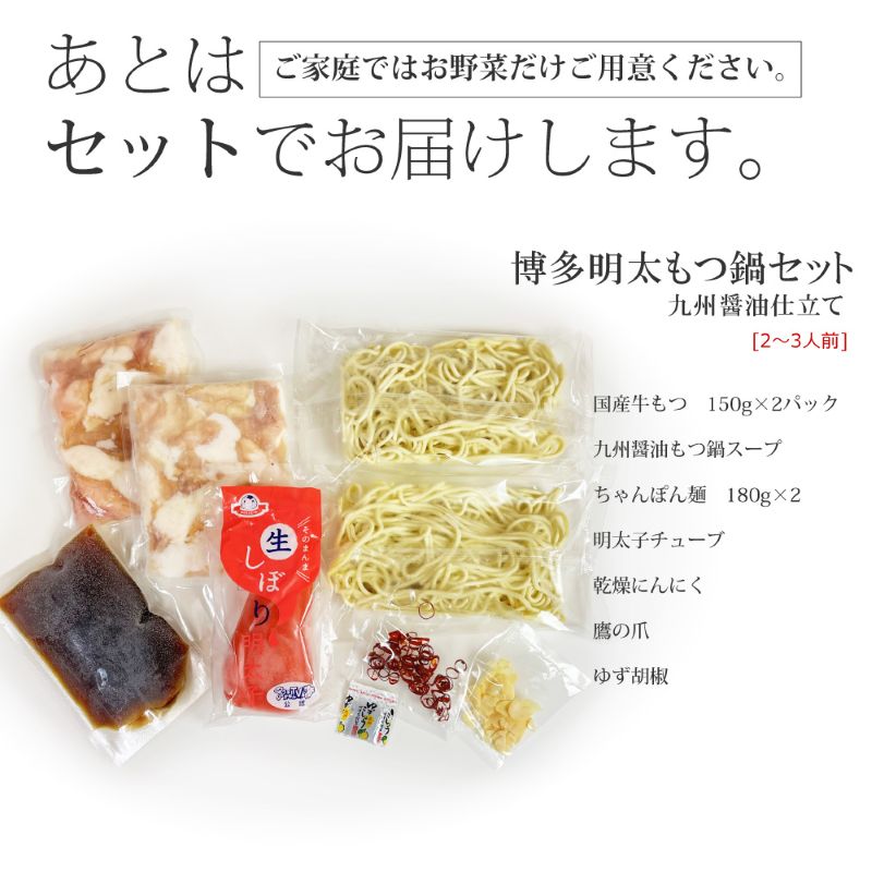 博多明太醤油もつ鍋セット（2～3人前）