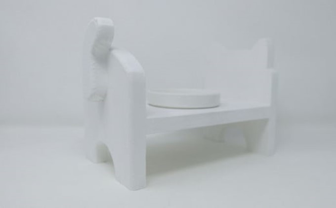 ペット用品 猫ちゃん想いの猫型 フードスタンド・ミニ 白 ペット 猫 ねこ