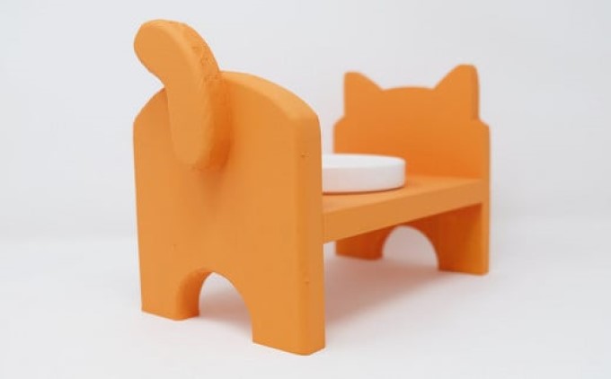 ペット用品 猫ちゃん想いの猫型 フードスタンド・ミニ オレンジ ペット 猫 ねこ