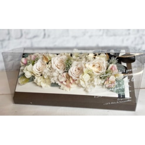 プリザーブドフラワー アレンジ ホワイトウッドフレーム Ｍサイズ ケース付 ホワイト インテリア 花