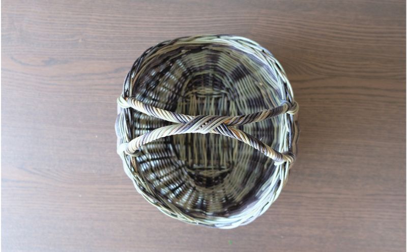 籐かご　エッグバスケ（青×緑）