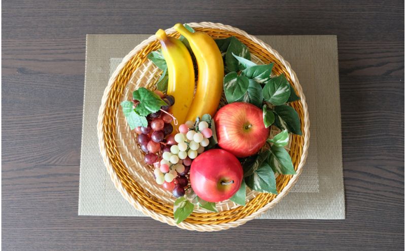 籐かご　らせんの浅皿（大）[カラーラタン彩都]