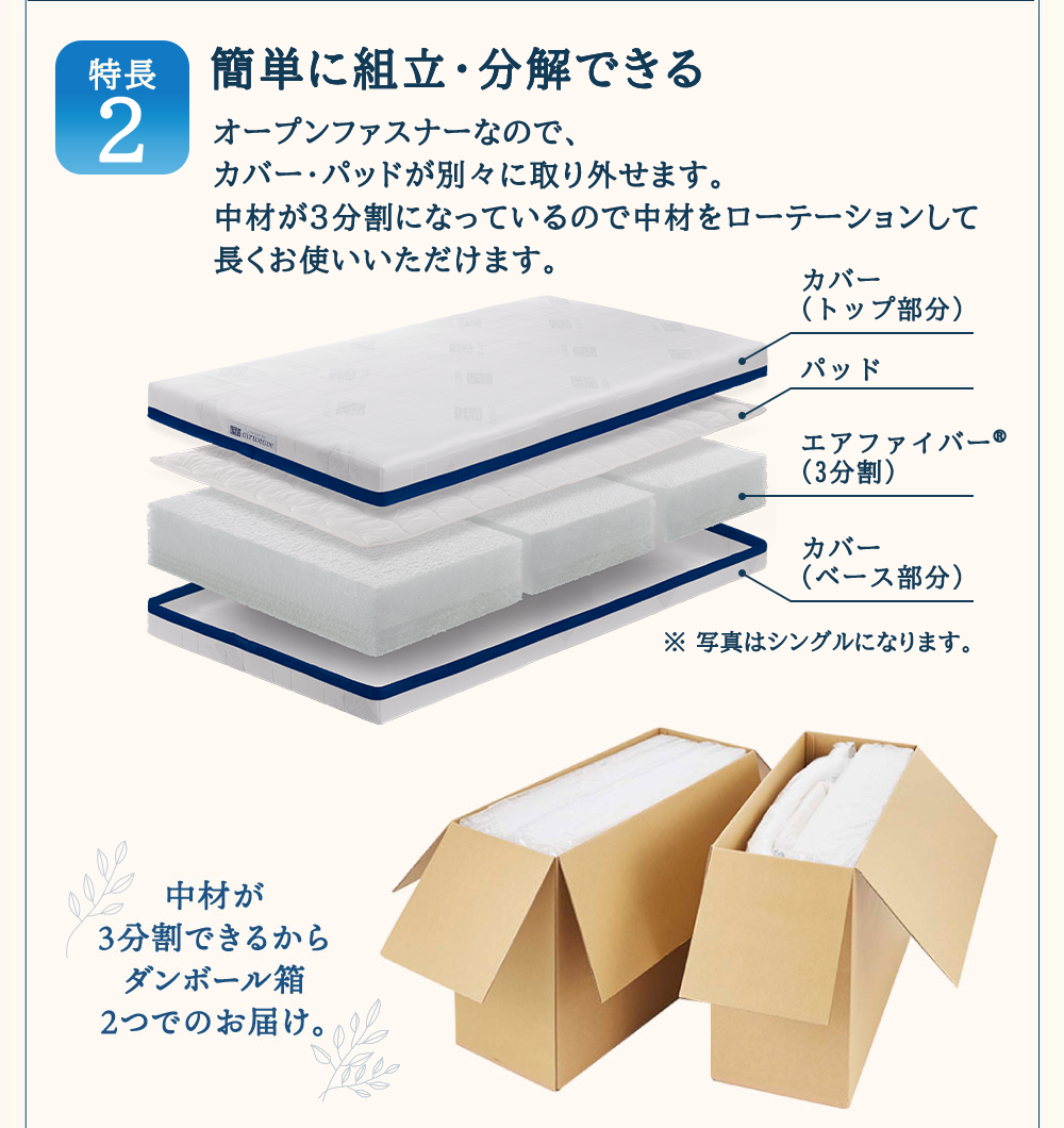 エアウィーヴ ベッドマットレス S03 セミダブル 寝具 ベッド サイズ セミダブル ダブル クイーン オールシーズン対応 ぐっすり ホテル 安眠 健康 高反発 腰 肩 熟睡 寝具 寝心地 新生活 洗える 送料無料 体圧分散 大人気 日本製 国産  人気 妊婦 赤ちゃん
