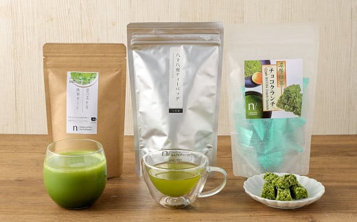 中山吉祥園 八女茶人気商品 3種詰合せセット【 八十八夜・抹茶オーレ・抹茶クランチ】