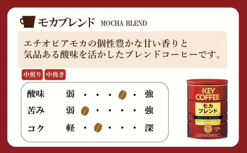 定期便 3回 キーコーヒー 缶 モカブレンド 320g＆ 缶 スペシャルブレンド 320g各6缶 セット KEY COFFEE