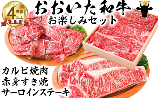 【12月25日決済分まで年内発送】 おおいた和牛 お楽しみセット（カルビ焼肉・赤身すき焼き・サーロインステーキ）【ニード牧場】 年末 お歳暮 ＜129-015_5＞
