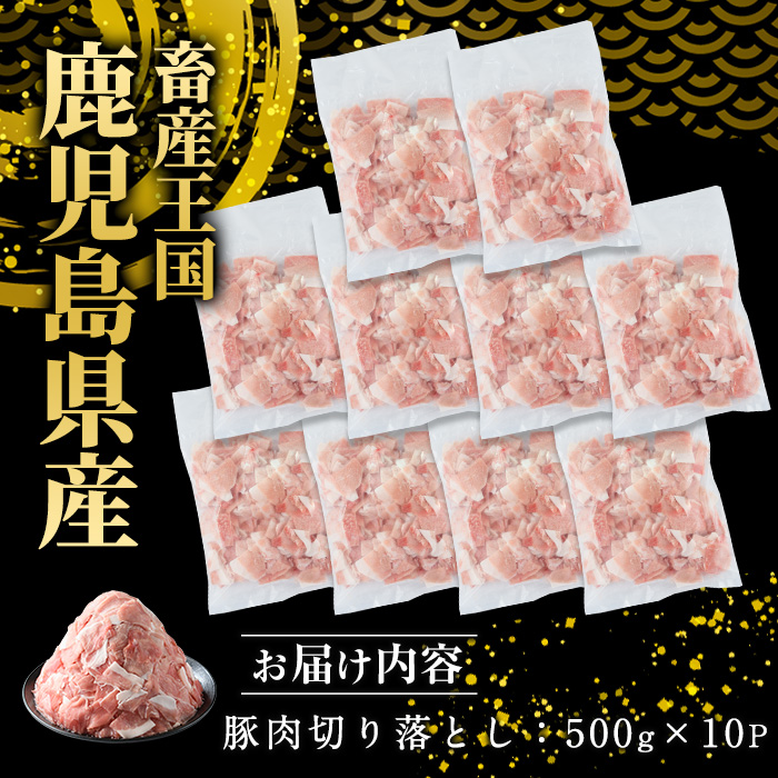 小分け＆パラパラで使い勝手抜群！安心の鹿児島県産 豚肉 切り落とし (計5kg・500g×10P) 訳あり 小間切れ 小分け 冷凍 ふるさと納税 豚肉 切り落とし【スターゼン】_starzen-7300