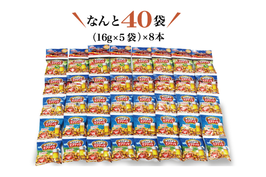 【お酒のおつまみにおススメ】オリオンビール酵母使用！オキナワビアナッツギフト　2段BOX（16g×5袋）×8本
